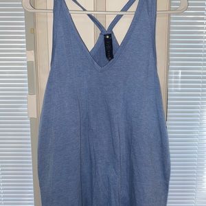 Workout tank top with open back overlay